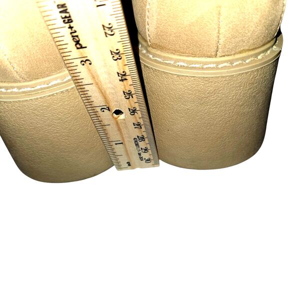 ZBY 11 Cream Women's Combat Ankle Boots 3 Inch High Heel Shoe Chunky - Picture 5 of 8